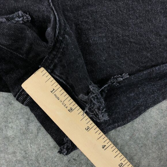 Levi’s- Premium Ribcage Shorts Black High Rise Cut Off Frayed Hem Faded - Picture 9 of 12